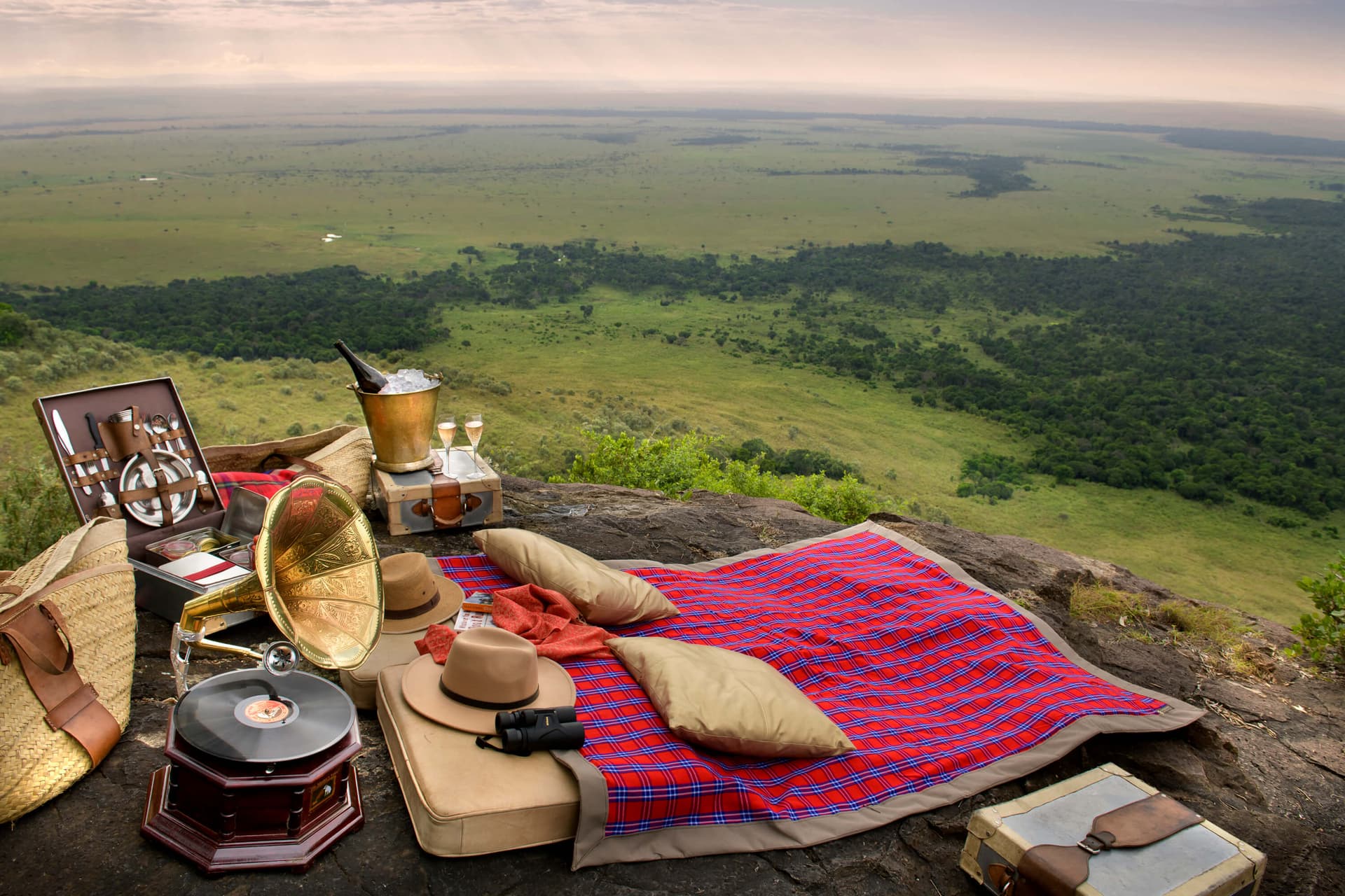 Picnic Set-up at the Out of Africa Kopje overlooking the Mara.jpg
